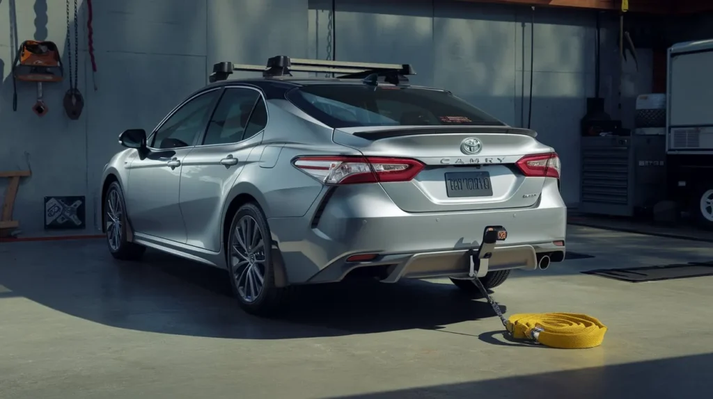 How to Set Up a Toyota Camry for Towing with hitch and trailer setup.