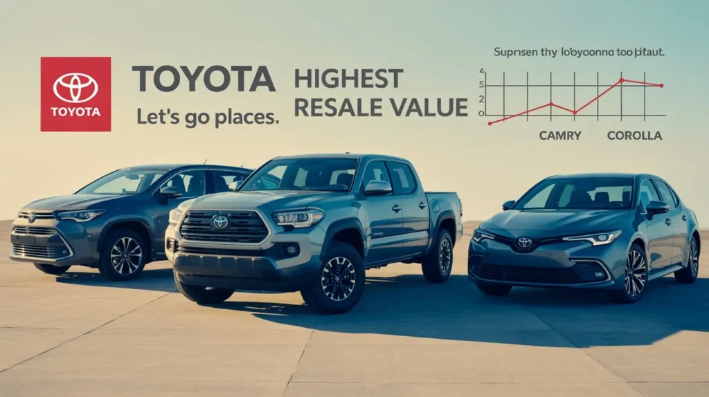Comparison of Toyota models with a focus on Tacoma, showing its better resale value than other Toyota vehicles.